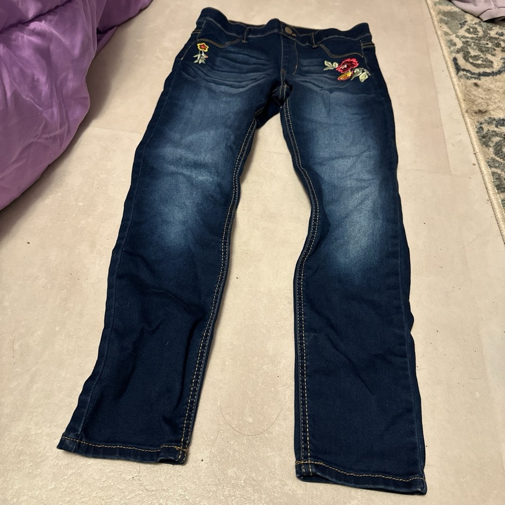 beautiful flowery denim jeans
